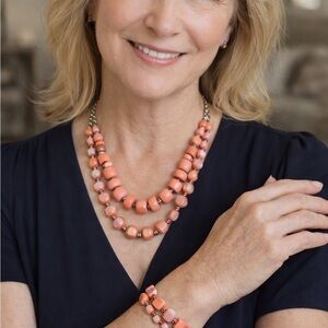 Paparazzi Coral Beaded Necklace and Bracelet Set